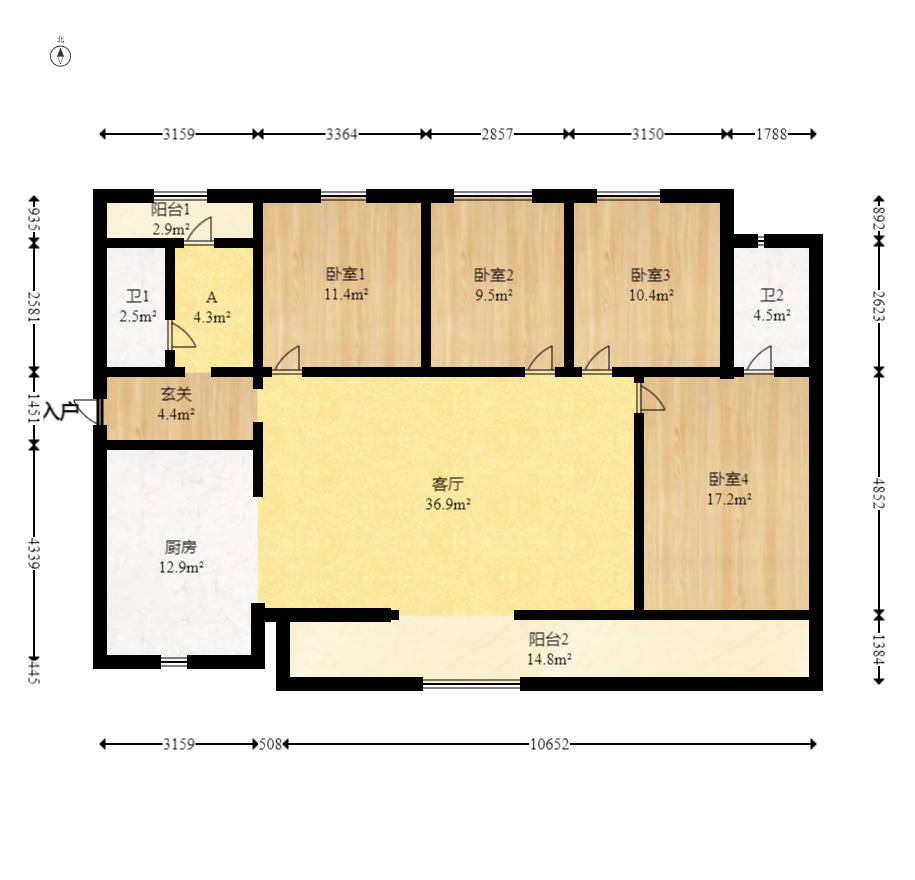 万科滨河道 4室2厅3卫 175.0万 万科滨河道 4室2厅3卫 175.0万户型图