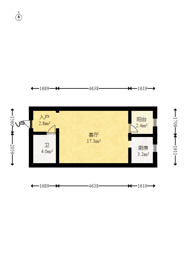 水岸世景  1室1厅1卫    18.8万 水岸世景  1室1厅1卫    18.8万户型图