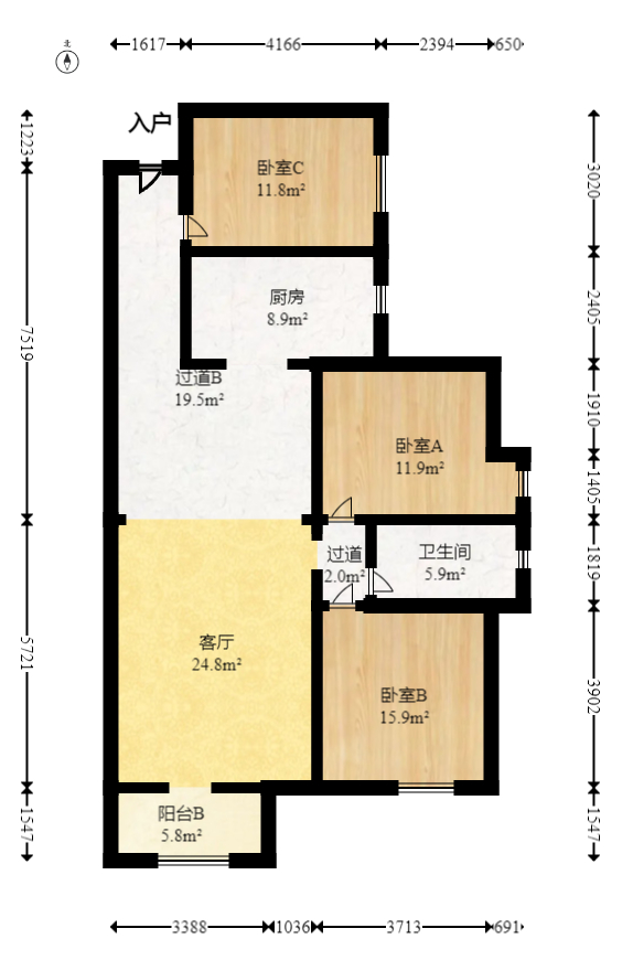 融科东南海  3室2厅1卫    95.0万室内图1