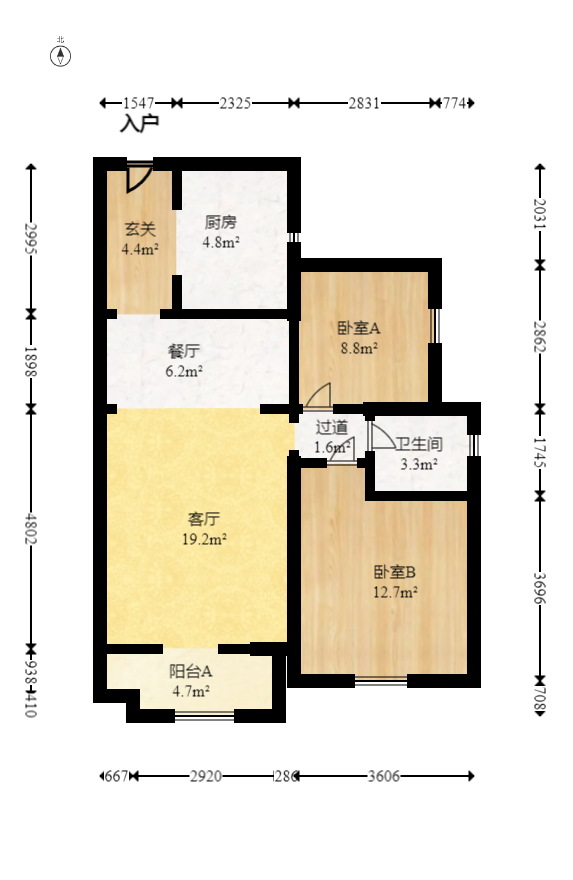 五江天街南区  2室1厅1卫   80.00万室内图1