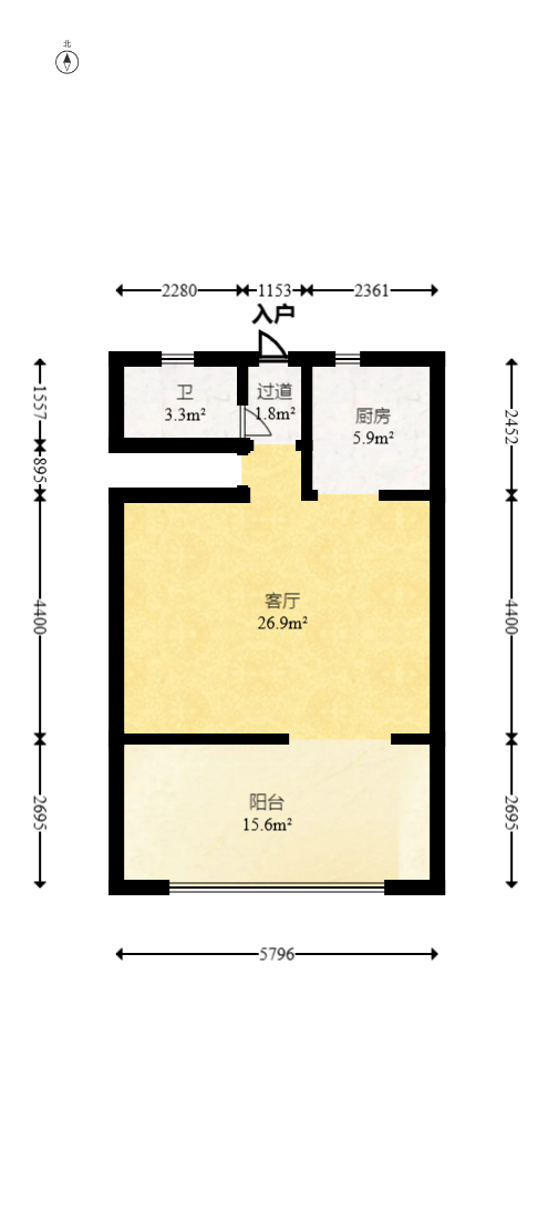 泊爱蓝湾  3室2厅2卫   99.80万室内图1