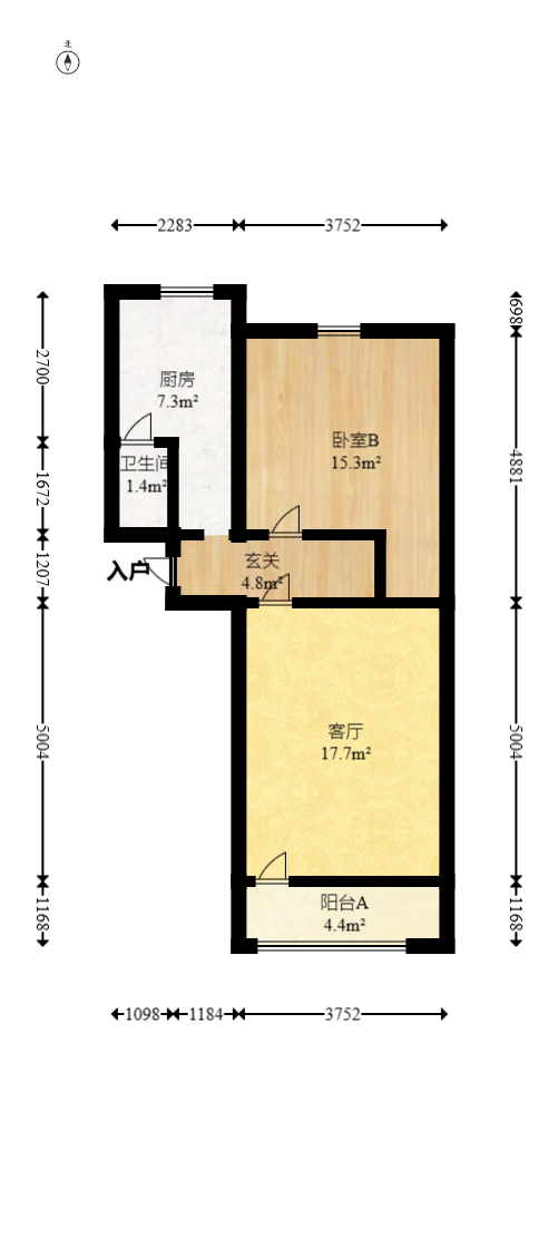 解放四村石子冲  1室1厅1卫   35.00万室内图1