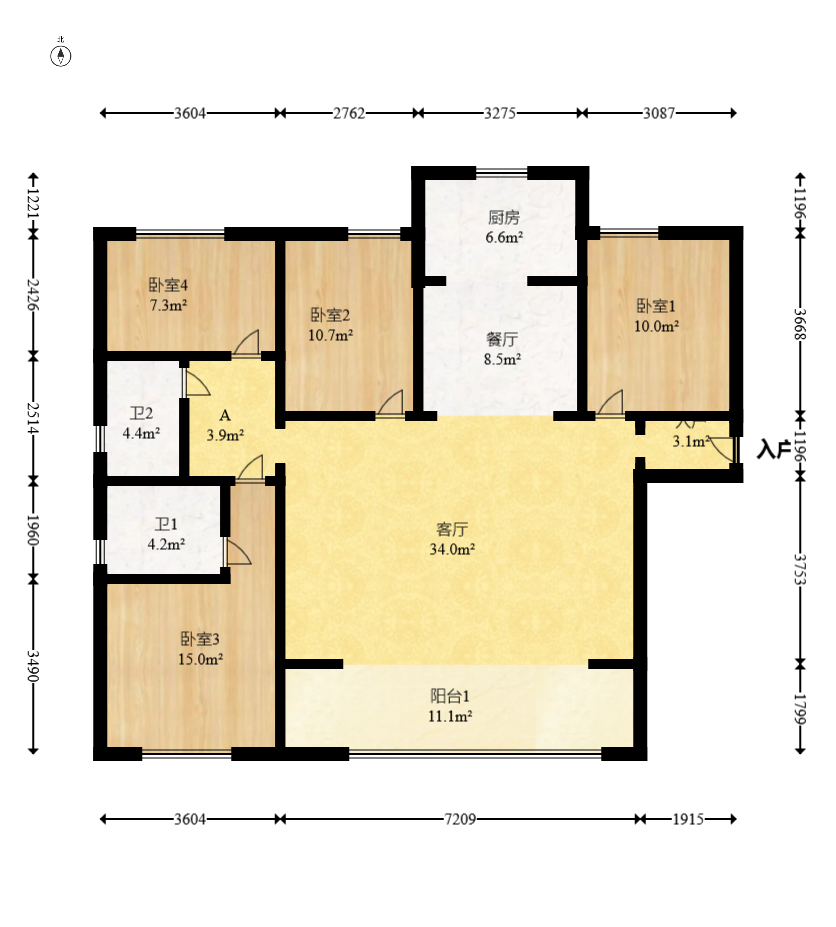 阳光城尚东湾嘉林苑 4室2厅2卫 136.0万 阳光城尚东湾嘉林苑 4室2厅2卫 136.0万户型图