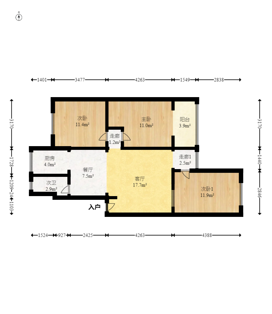 省农机公司宿舍(海秀中路) 3室2厅1卫 97.0万 省农机公司宿舍(海秀中路) 3室2厅1卫 97.0万户型图