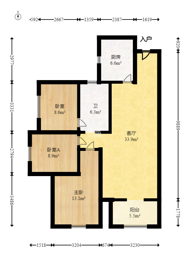 盛地东方芯府  3室2厅1卫    51.8万