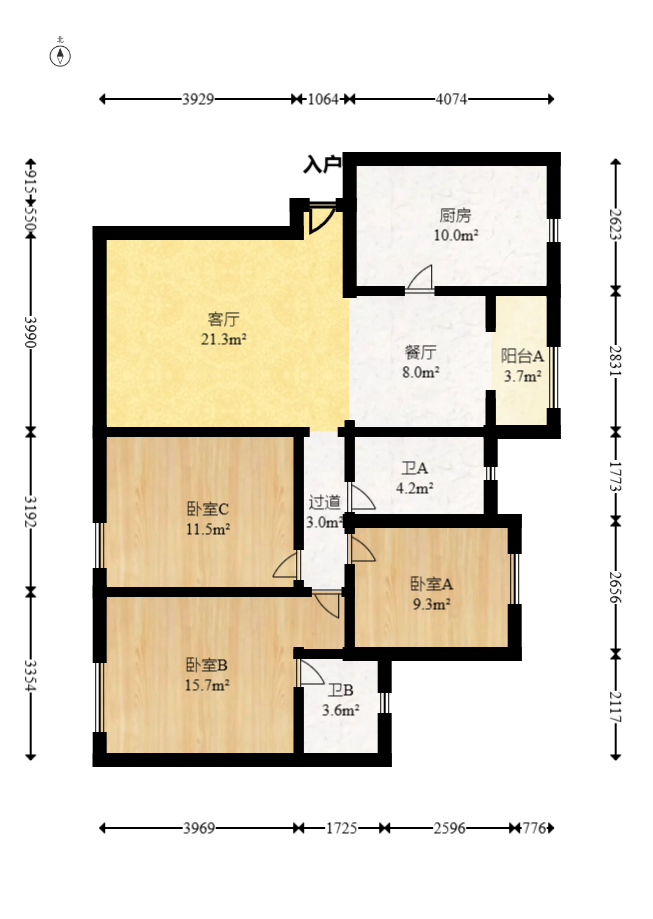 奥林匹克花园 3室2厅2卫 130.0万 奥林匹克花园 3室2厅2卫 130.0万户型图