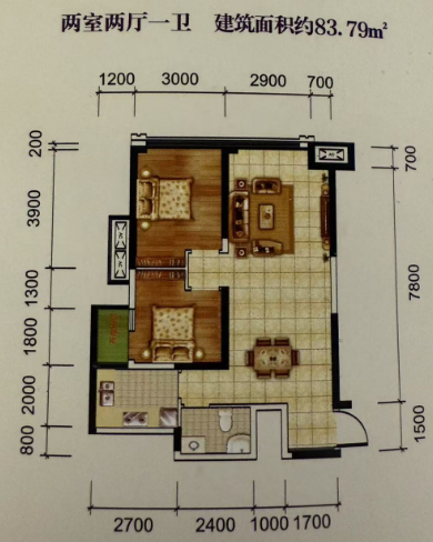华晨神农湾  2室2厅1卫    55.0万 华晨神农湾  2室2厅1卫    55.0万室内图