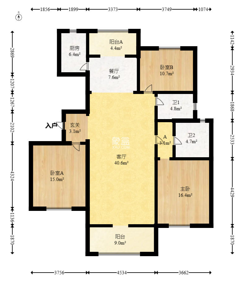 汀湘十里  3室2厅2卫    65.0万 汀湘十里  3室2厅2卫    65.0万户型图