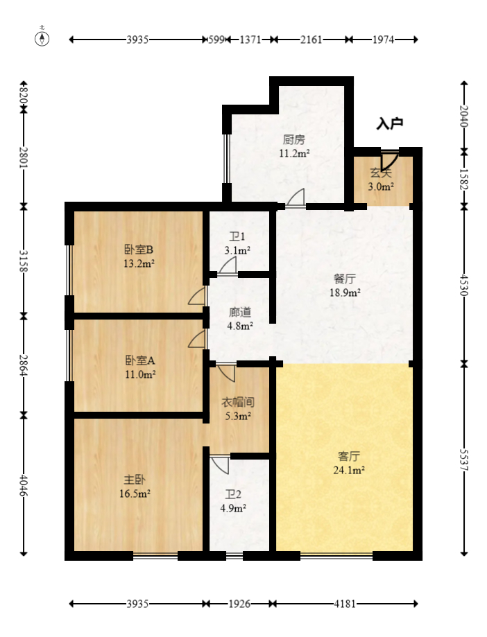 南山十里天池  3室2厅1卫   110.00万室内图1