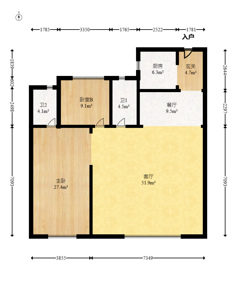 建投象山国际  4室2厅2卫   156.00万室内图1