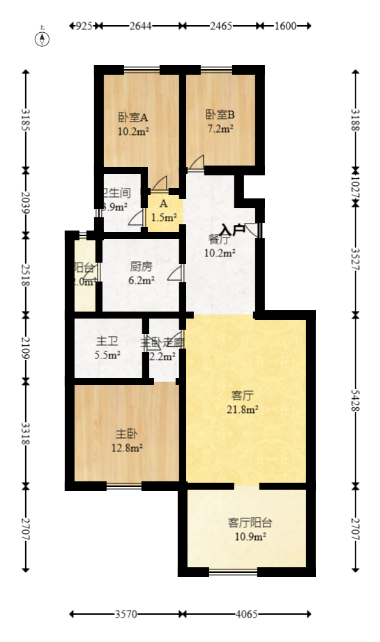 绿地公馆（绿地名邸）  3室2厅2卫   120.00万室内图1