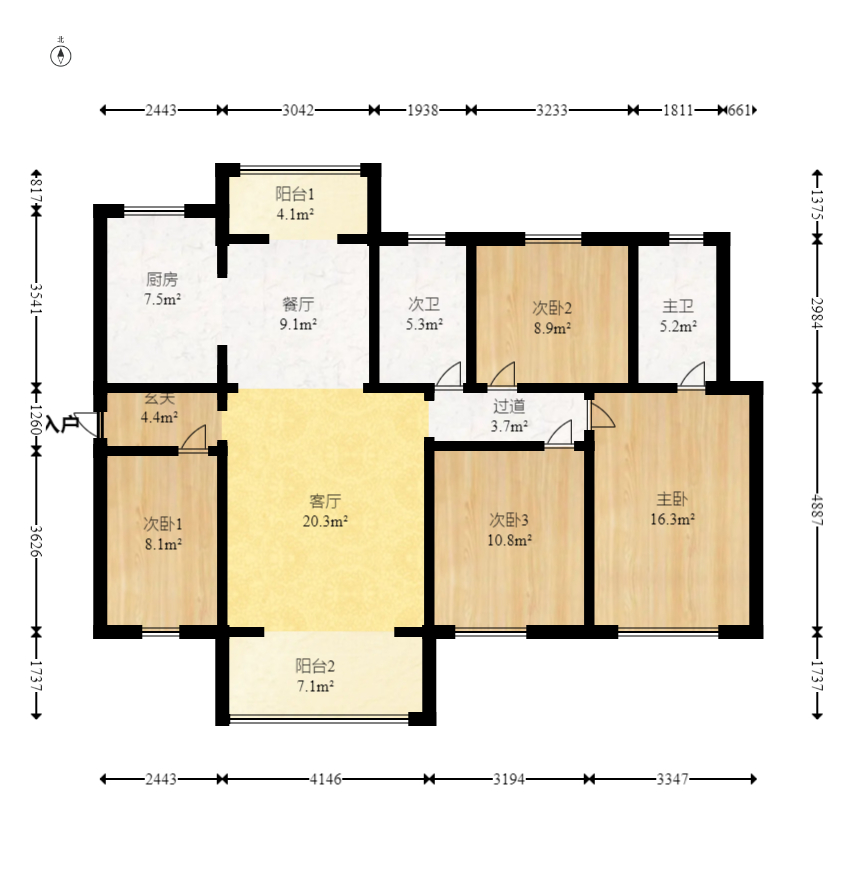 长沙北中心保利时代A区 4室2厅2卫 100.0万 长沙北中心保利时代A区 4室2厅2卫 100.0万户型图