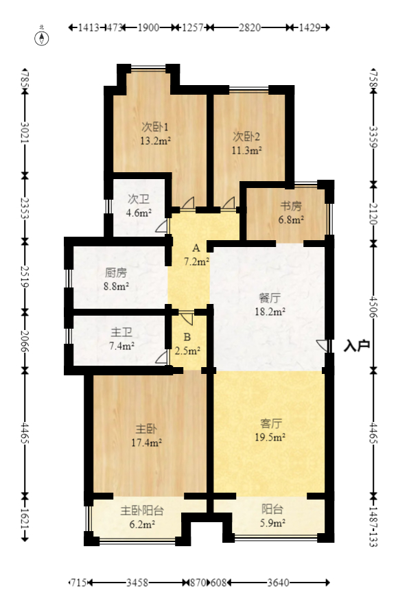 顺天御岭 4室1厅2卫 130.0万 顺天御岭 4室1厅2卫 130.0万户型图