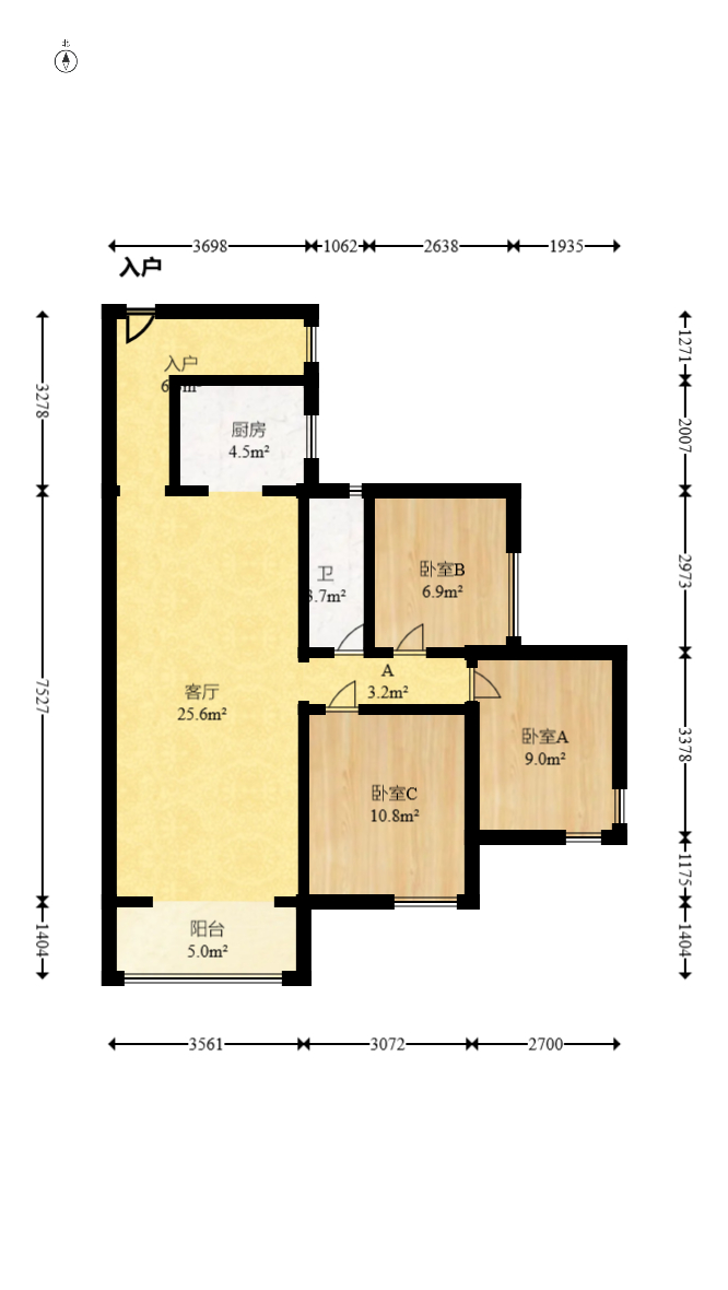 高鑫麓城 3室2厅1卫 88.0万 高鑫麓城 3室2厅1卫 88.0万户型图