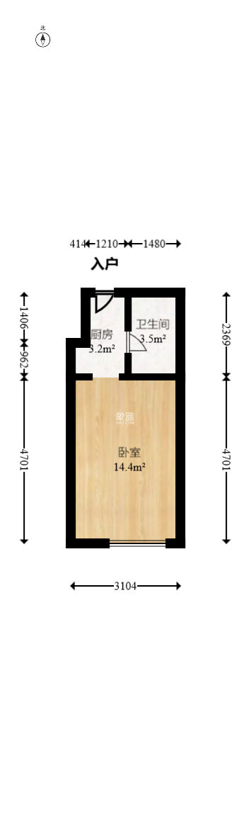 阿舍南2号（花之林大厦）  1室1厅1卫   12.80万