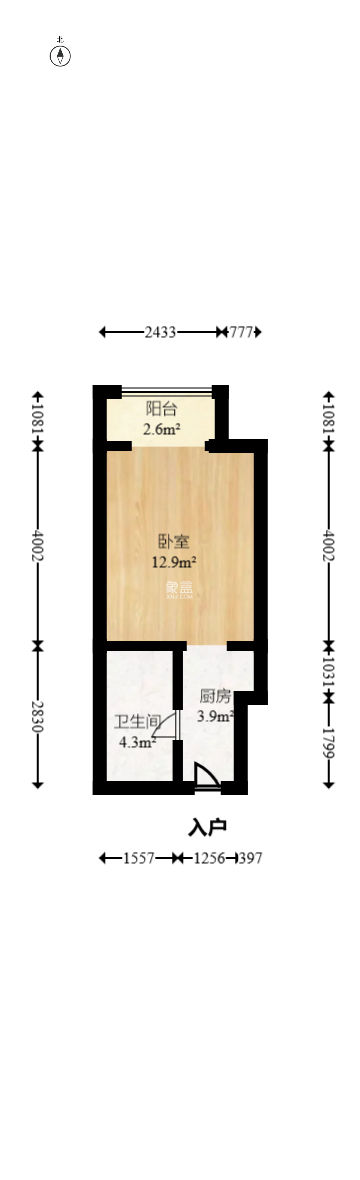阿舍南2号（花之林大厦）  1室1厅1卫   13.80万