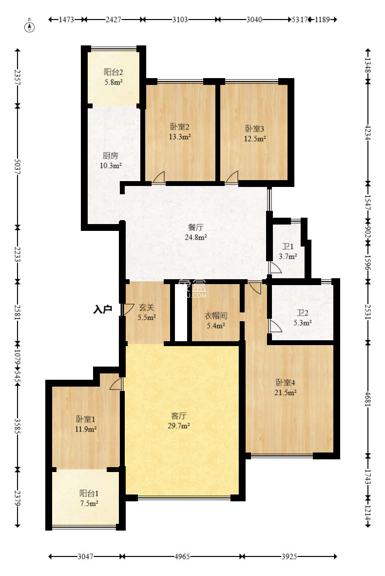 恒大名都  4室2厅2卫    110.0万