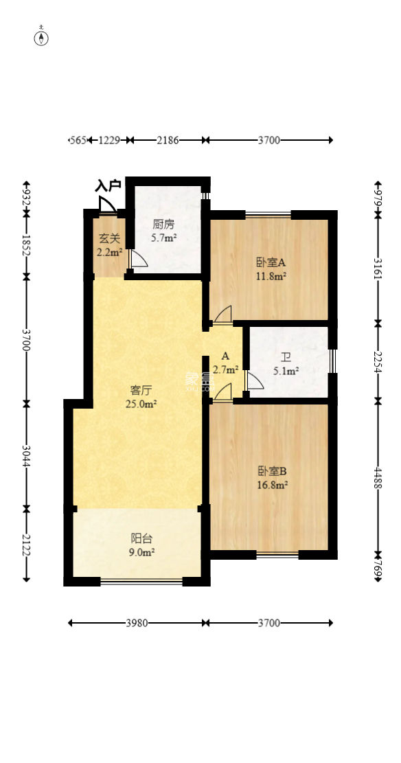 四方錦城  2室2廳1衛(wèi)   73.00萬