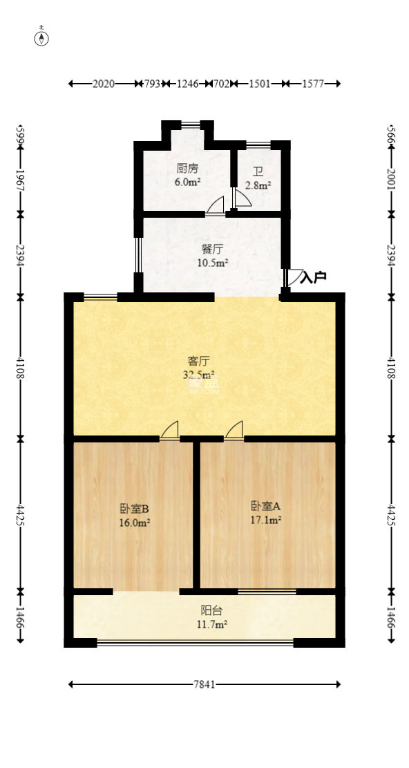 新河路排水處宿舍  2室2廳1衛(wèi)   65.00萬