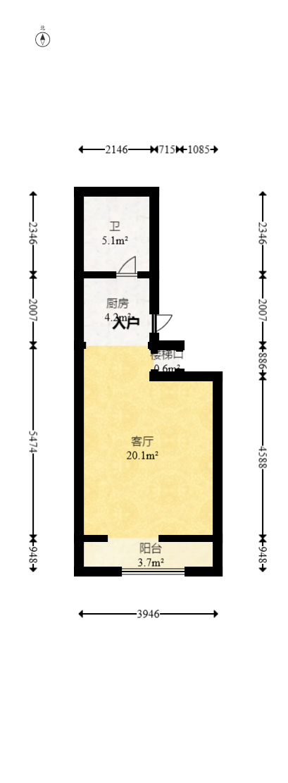 融圣国际  2室1厅1卫   46.00万室内图1