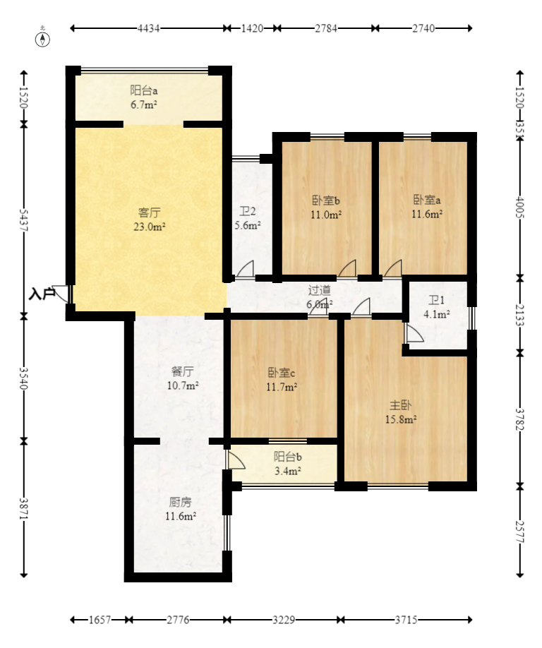 红建滨水铭城 4室2厅2卫 63.0万 红建滨水铭城 4室2厅2卫 63.0万户型图