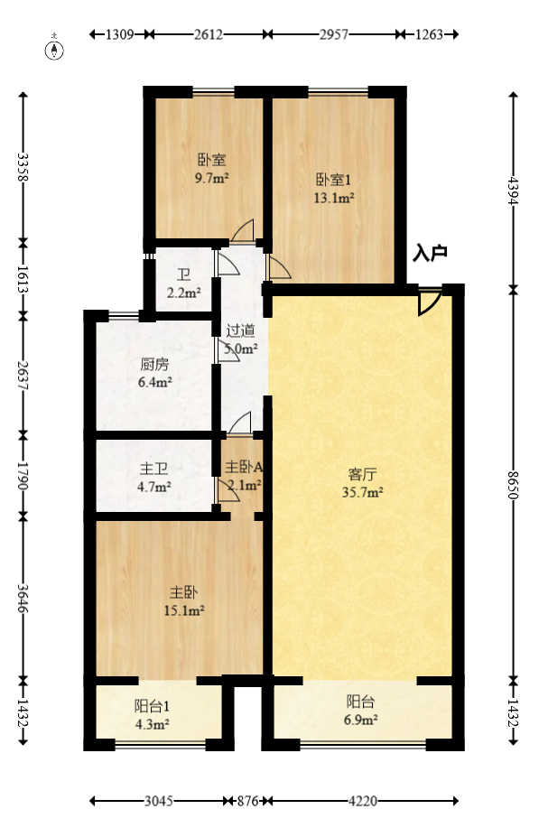 燕山街社区  3室2厅2卫   100.00万室内图1