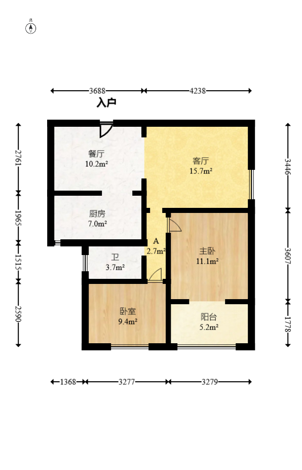 好望谷  2室2厅1卫   66.80万室内图1