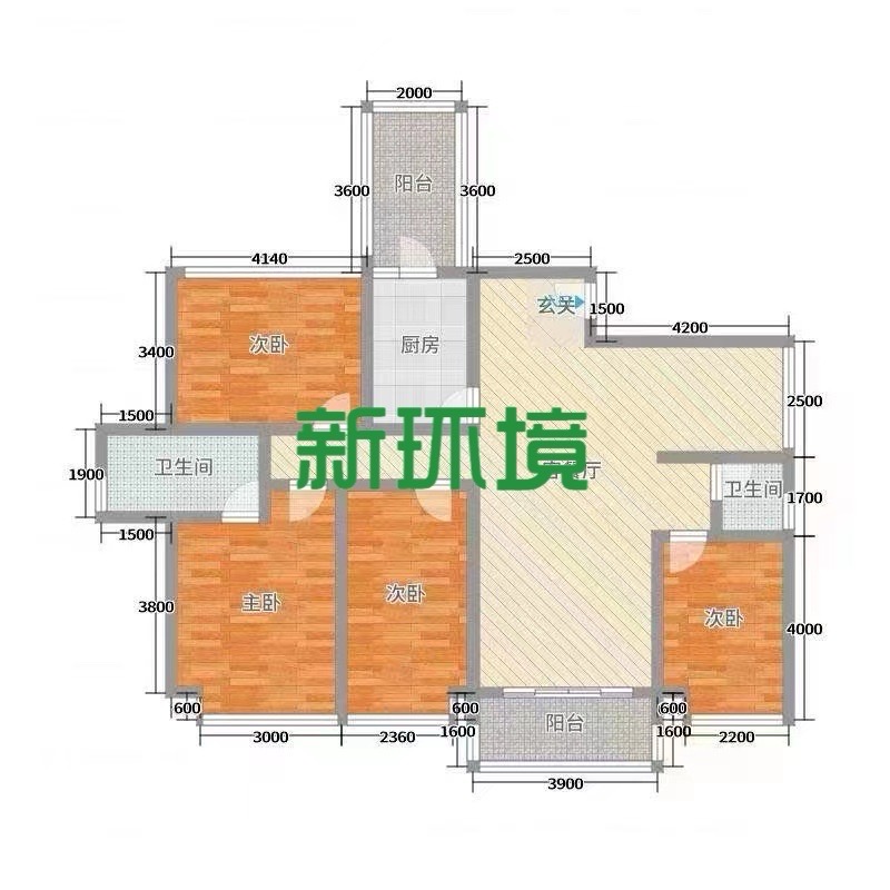 天健佳苑  4室2厅2卫   74.00万户型图