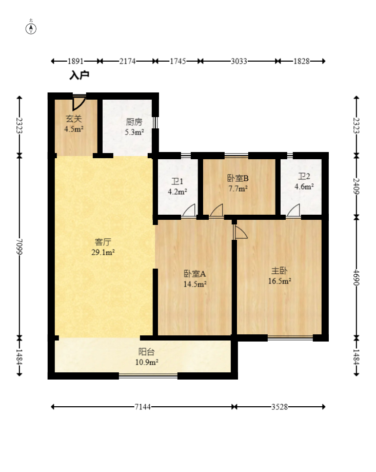 建投象山国际  3室2厅2卫    93.8万 建投象山国际  3室2厅2卫    93.8万户型图