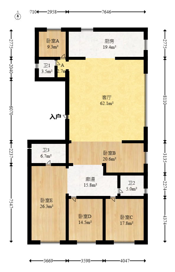 建投象山国际  6室2厅3卫   242.00万室内图1