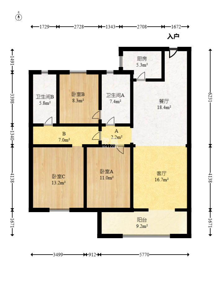 五矿万境蓝山  3室2厅2卫   110.00万