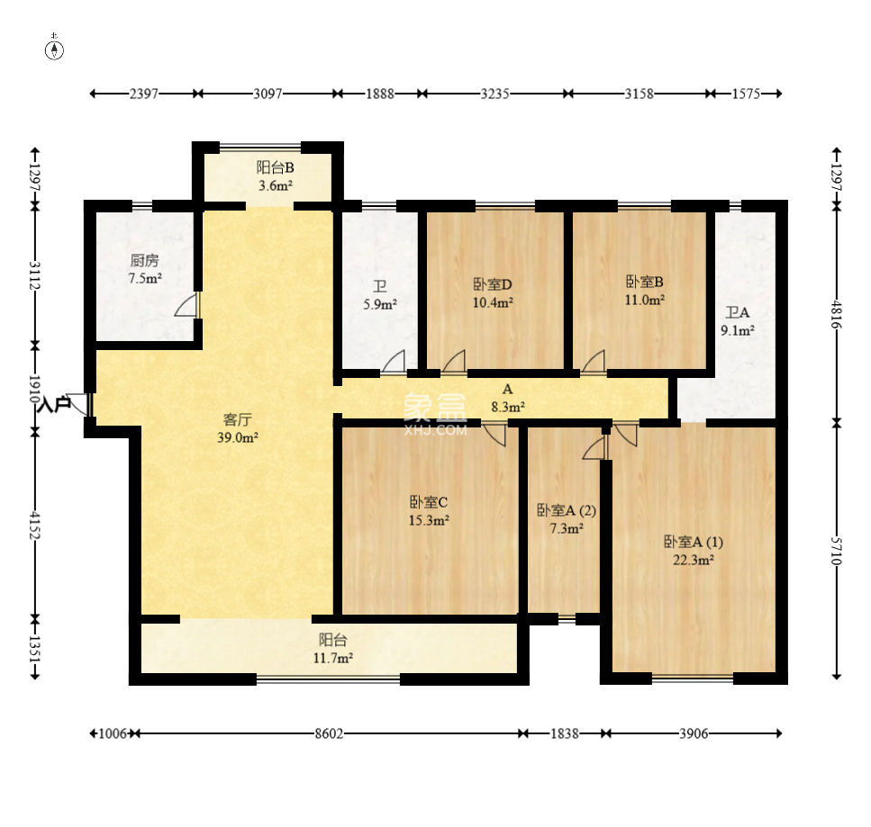 中建梅溪湖中心  4室2厅2卫   249.80万