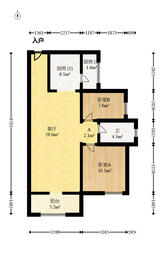 振业城四期  2室2厅1卫   120.00万室内图1