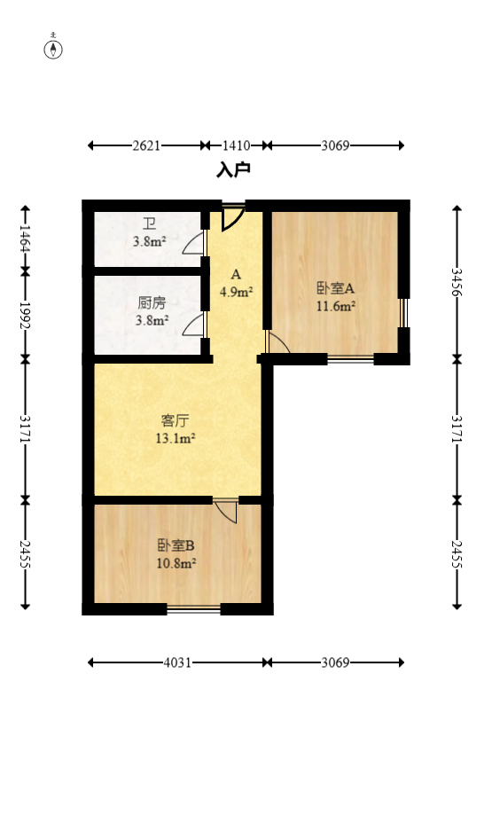 麓谷明珠  2室1厅1卫   59.90万室内图1
