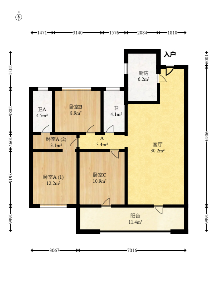 旭辉都会山 3室2厅2卫 168.0万 旭辉都会山 3室2厅2卫 168.0万户型图