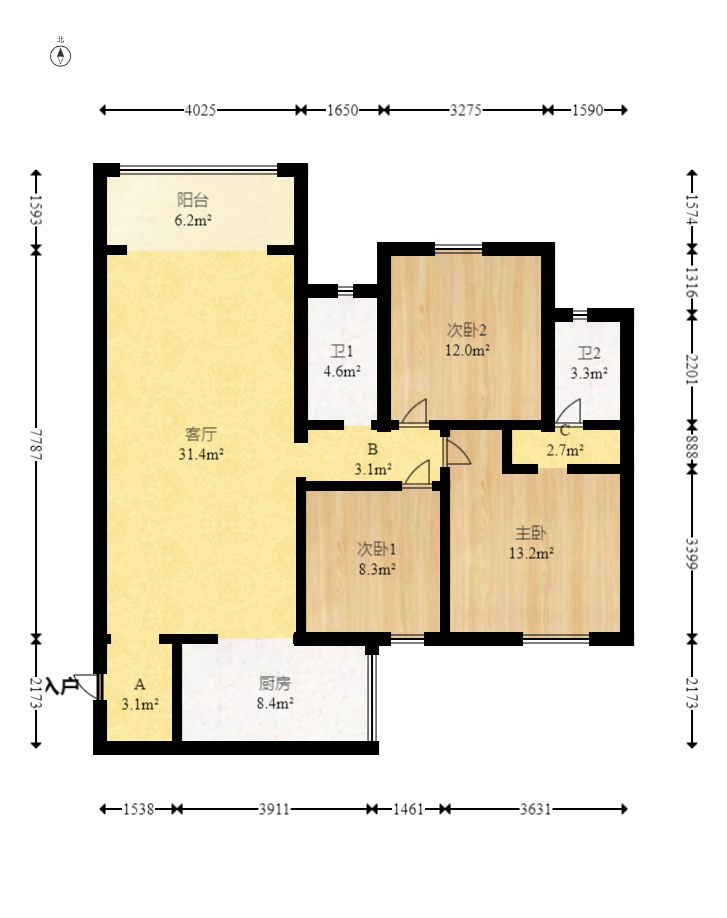 恒基凯旋门三期  3室2厅2卫    118.0万 恒基凯旋门三期  3室2厅2卫    118.0万户型图