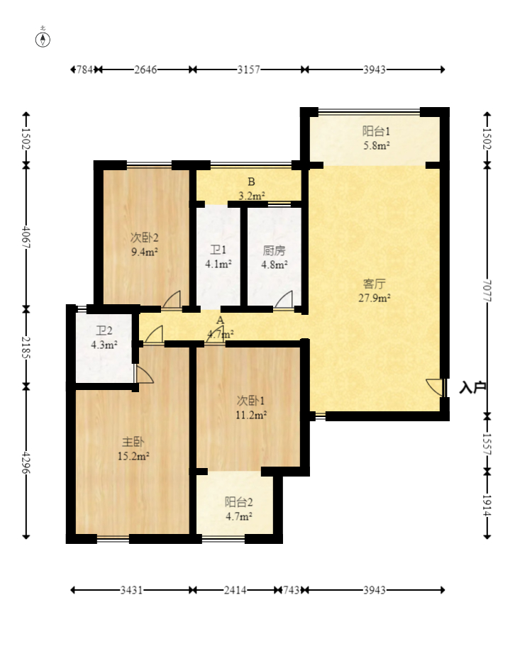 国泰九龙湾 3室2厅2卫 118.0万 国泰九龙湾 3室2厅2卫 118.0万户型图