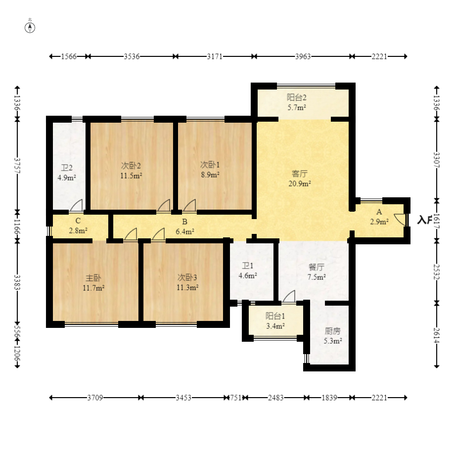 家和院 4室2厅2卫 108.0万 家和院 4室2厅2卫 108.0万户型图