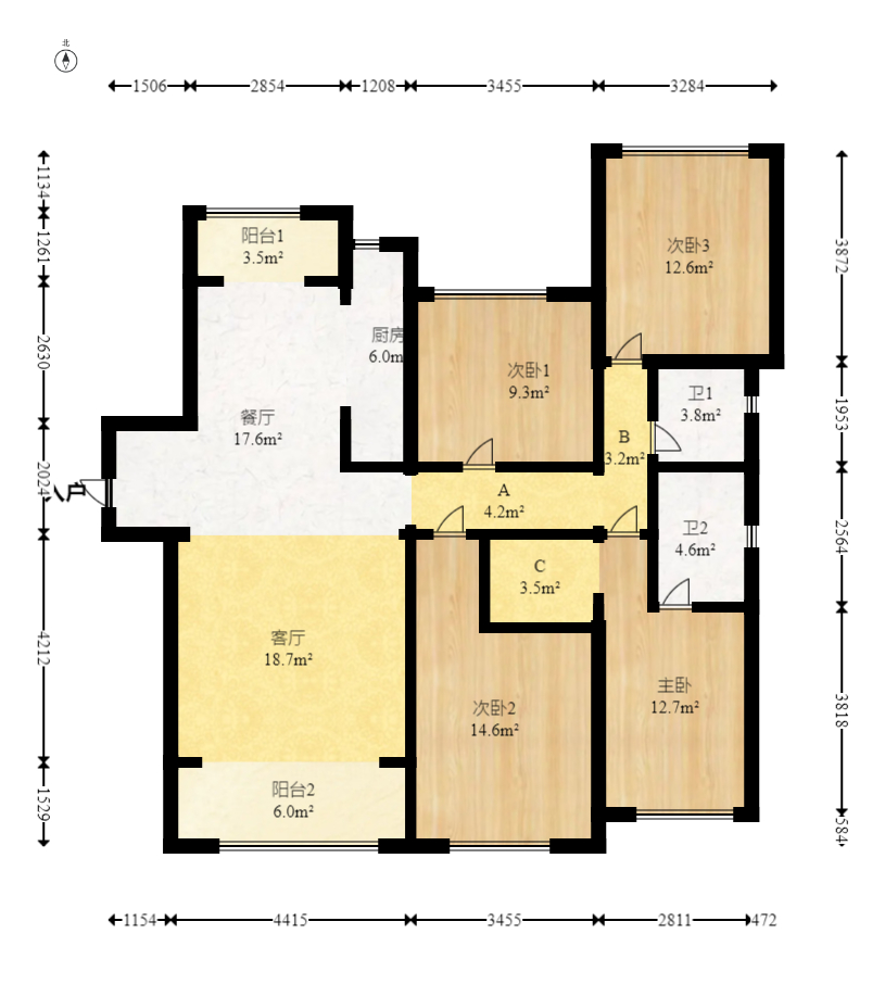 中交建发松雅院  4室2厅2卫   168.80万室内图1