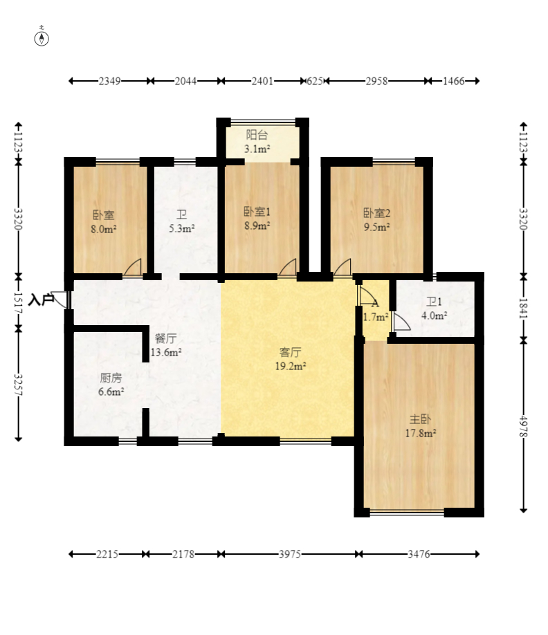 山水湾  4室2厅2卫   88.00万室内图1