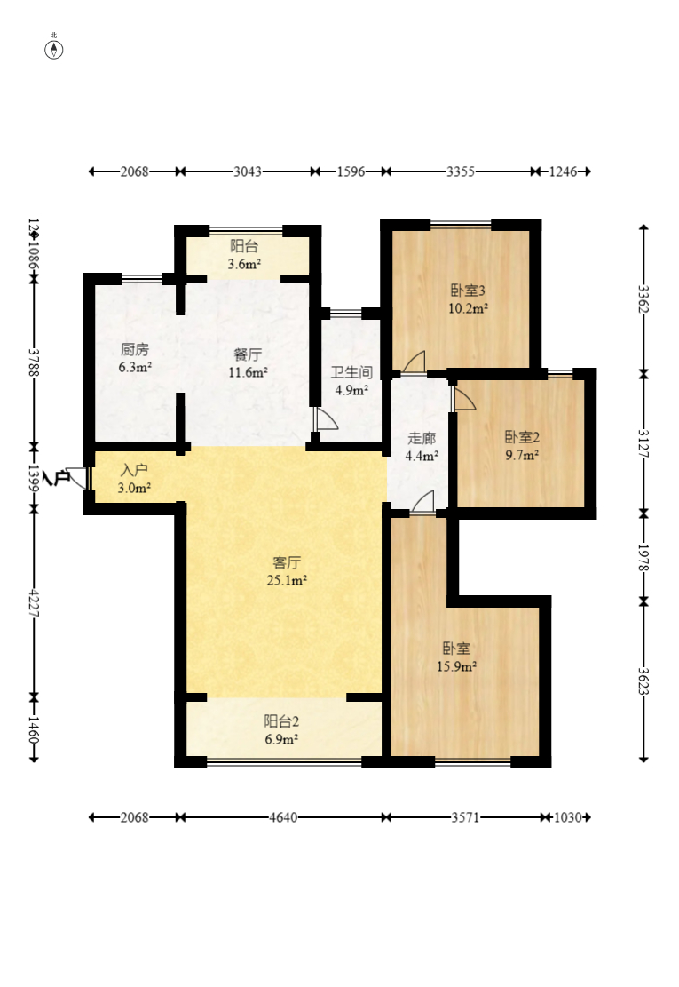 广悦星苑润园  3室2厅2卫   78.80万室内图1