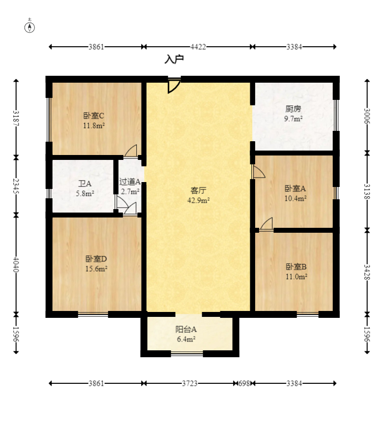 中建嘉和城  3室2厅2卫   92.00万室内图1