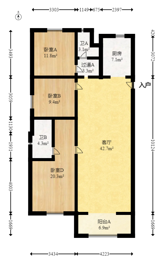 万科魅力之城观澜里  3室2厅2卫   165.00万室内图1