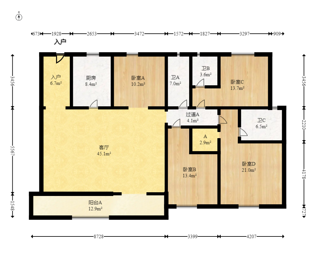 融创会展上东区  4室2厅2卫   147.00万室内图1