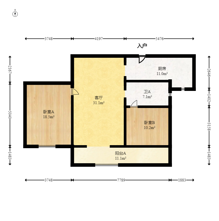 万科天空之境  2室2厅1卫    70.0万 万科天空之境  2室2厅1卫    70.0万户型图