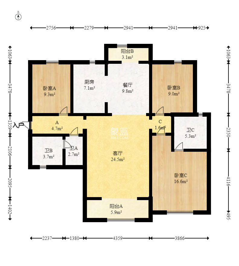 平吉上苑  3室2厅2卫    128.0万