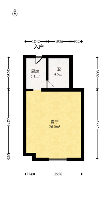 梅溪湖金茂湾  1室1厅1卫   40.00万室内图1