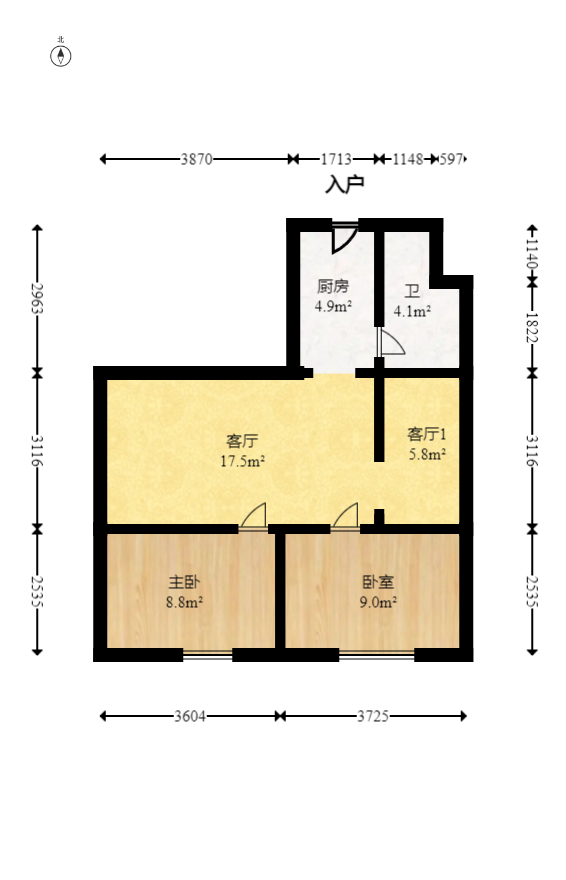 阳光城檀悦 2室2厅1卫 88.8万 阳光城檀悦 2室2厅1卫 88.8万户型图