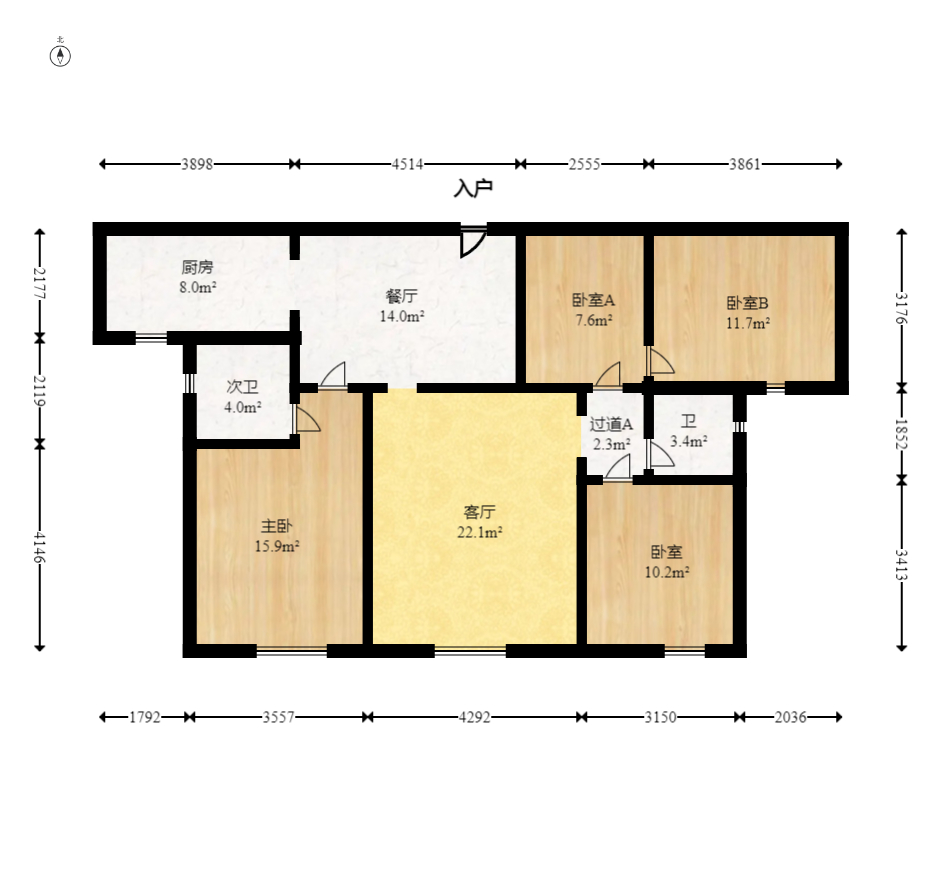中安善化国际 3室2厅1卫 68.0万 中安善化国际 3室2厅1卫 68.0万户型图