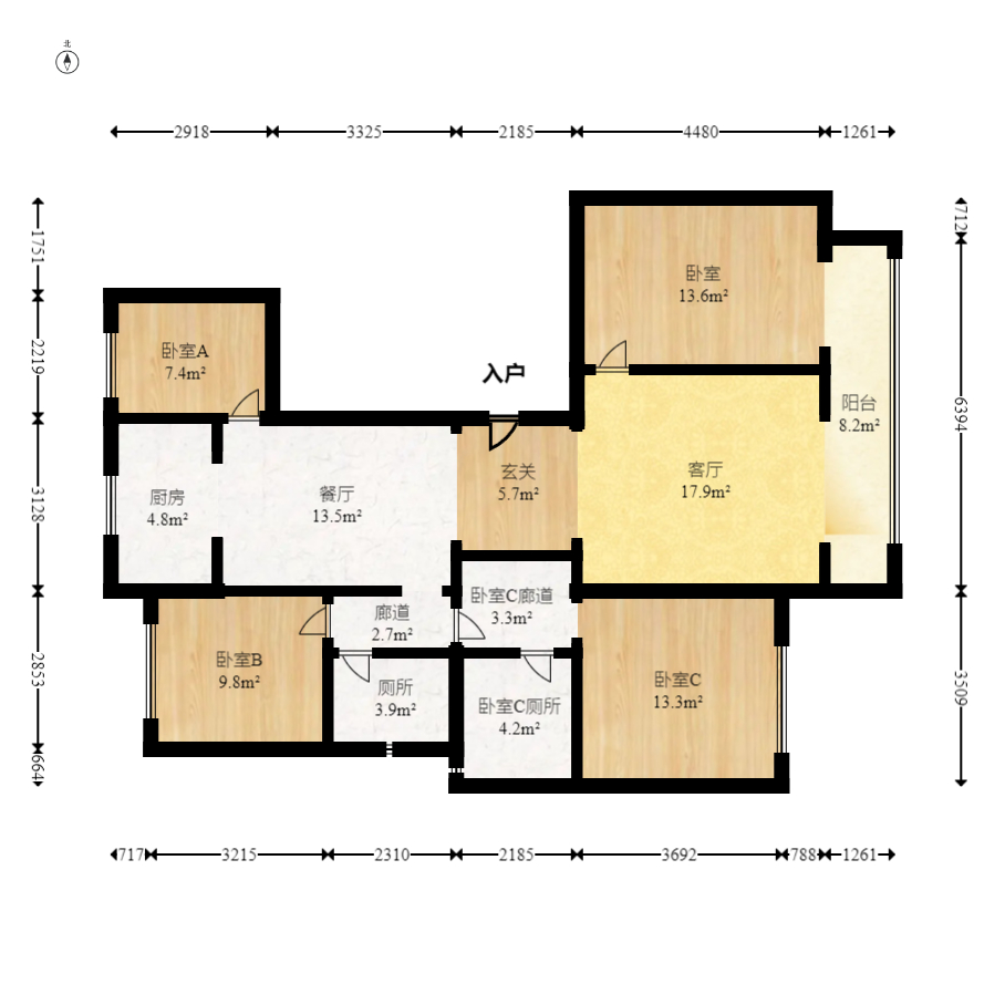 建发电建江山悦  4室2厅2卫   168.00万室内图1